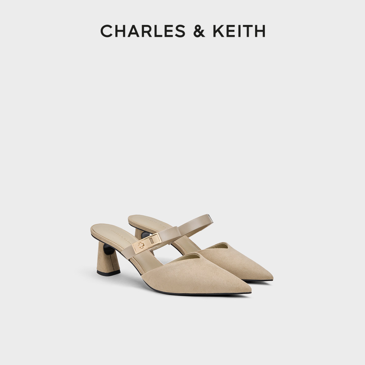 CHARLES&KEITH秋季女鞋CK1-60580331一字带尖头低跟穆勒拖鞋凉拖图片