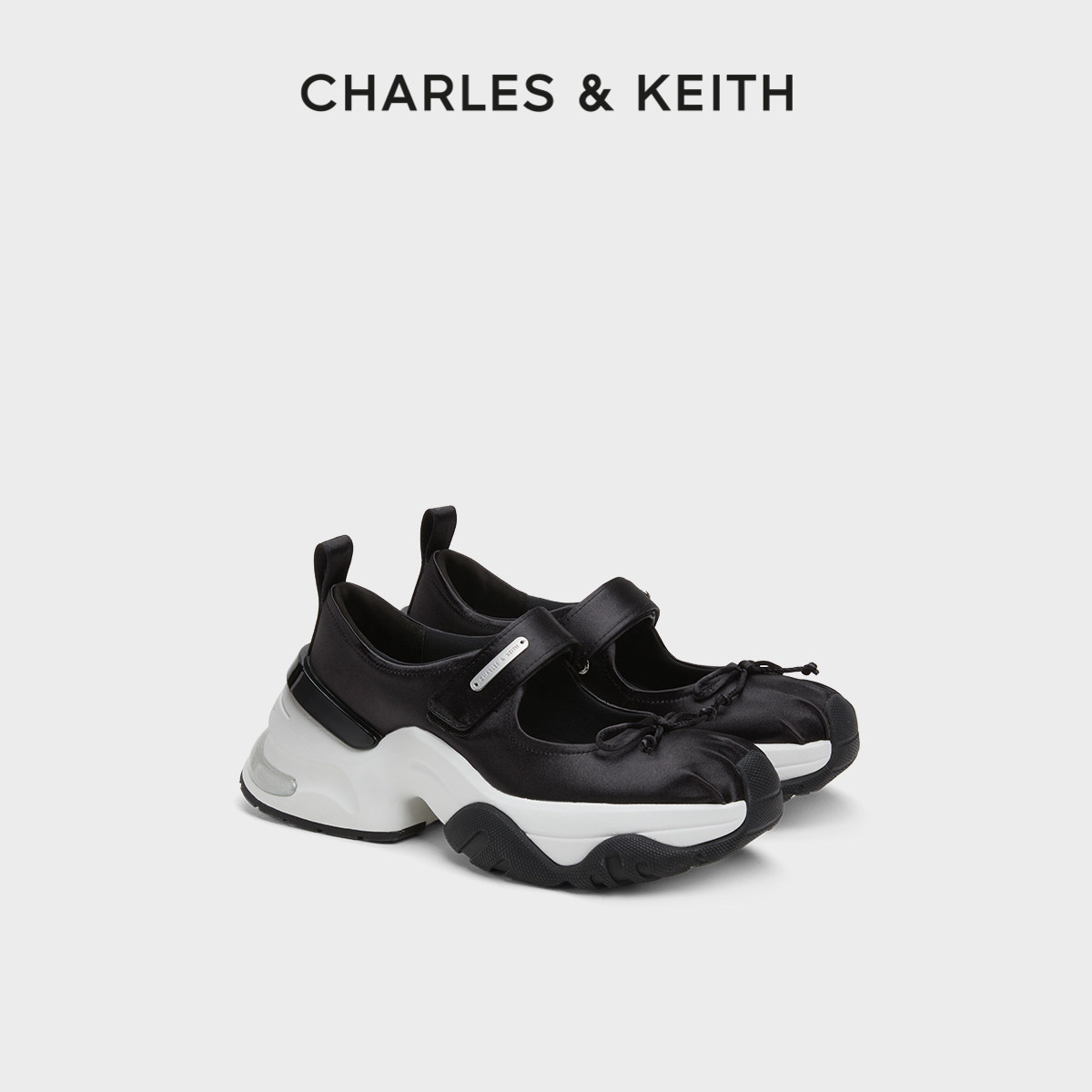 CHARLES&KEITH秋季女鞋CK1-71960007蝴蝶结厚底芭蕾老爹鞋运动鞋图片