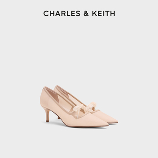 新款 婚鞋 CK1 单鞋 61720266蝴蝶结网纱高跟鞋 CHARLES&KEITH26春季