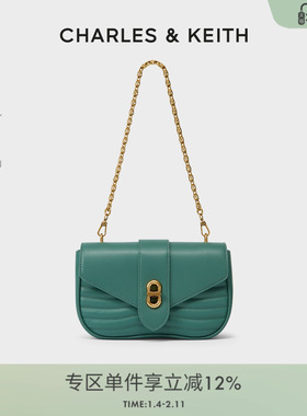 CHARLES&KEITH秋冬女包CK2-80151129小方包链条单肩斜挎包机车包