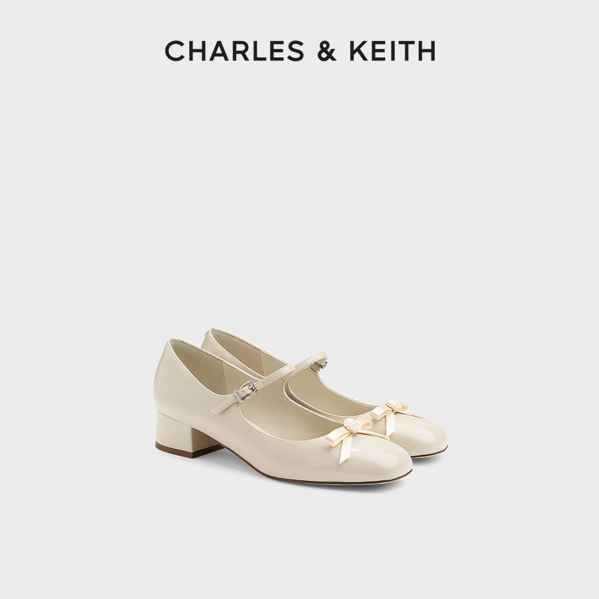 CHARLES&KEITH秋季女鞋CK1-60361613蝴蝶结圆头玛丽珍鞋芭蕾舞鞋图片