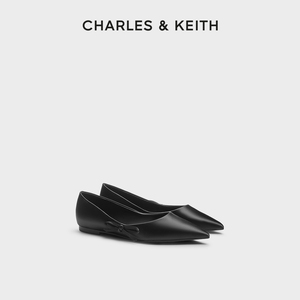 CHARLES&KEITH24冬季新款CK1-70580247尖头蝴蝶结平底芭蕾舞鞋女