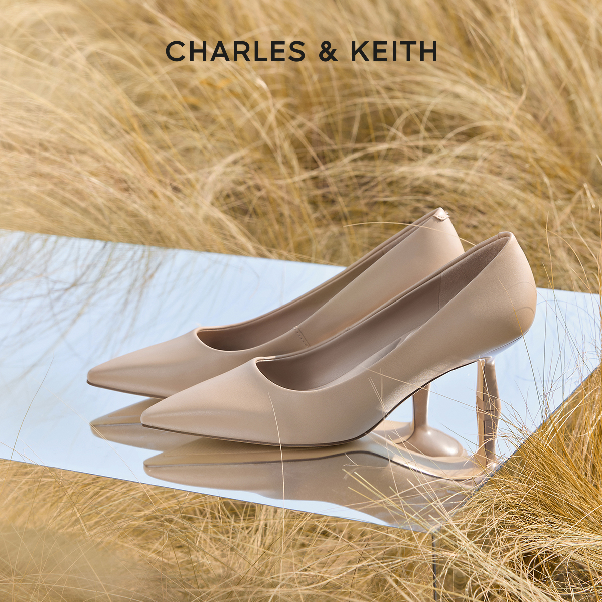 CHARLES&KEITH通勤尖头高跟单鞋