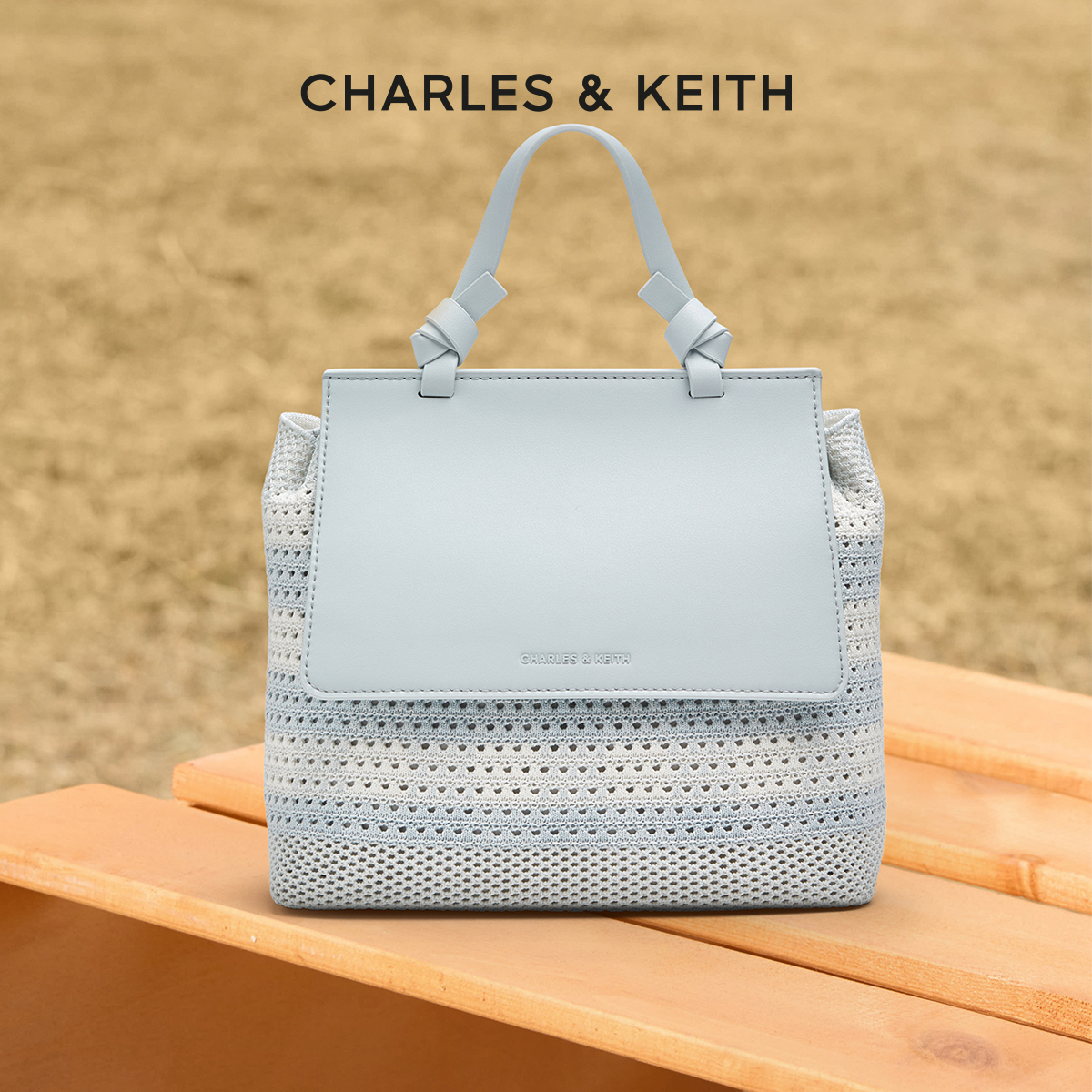 CHARLESKEITH编织翻盖拼色双肩包