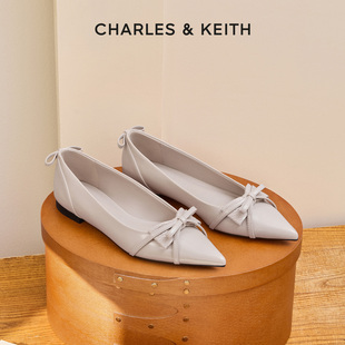 CHARLES&KEITH26冬新款CK1-70381256时尚尖头平底蝴蝶结浅口单鞋
