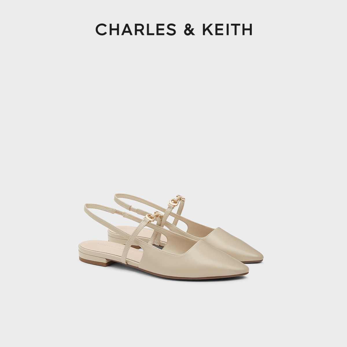 CHARLES&KEITH24夏新款CK1-70920144法式尖头平底玛丽珍包头凉鞋-封面