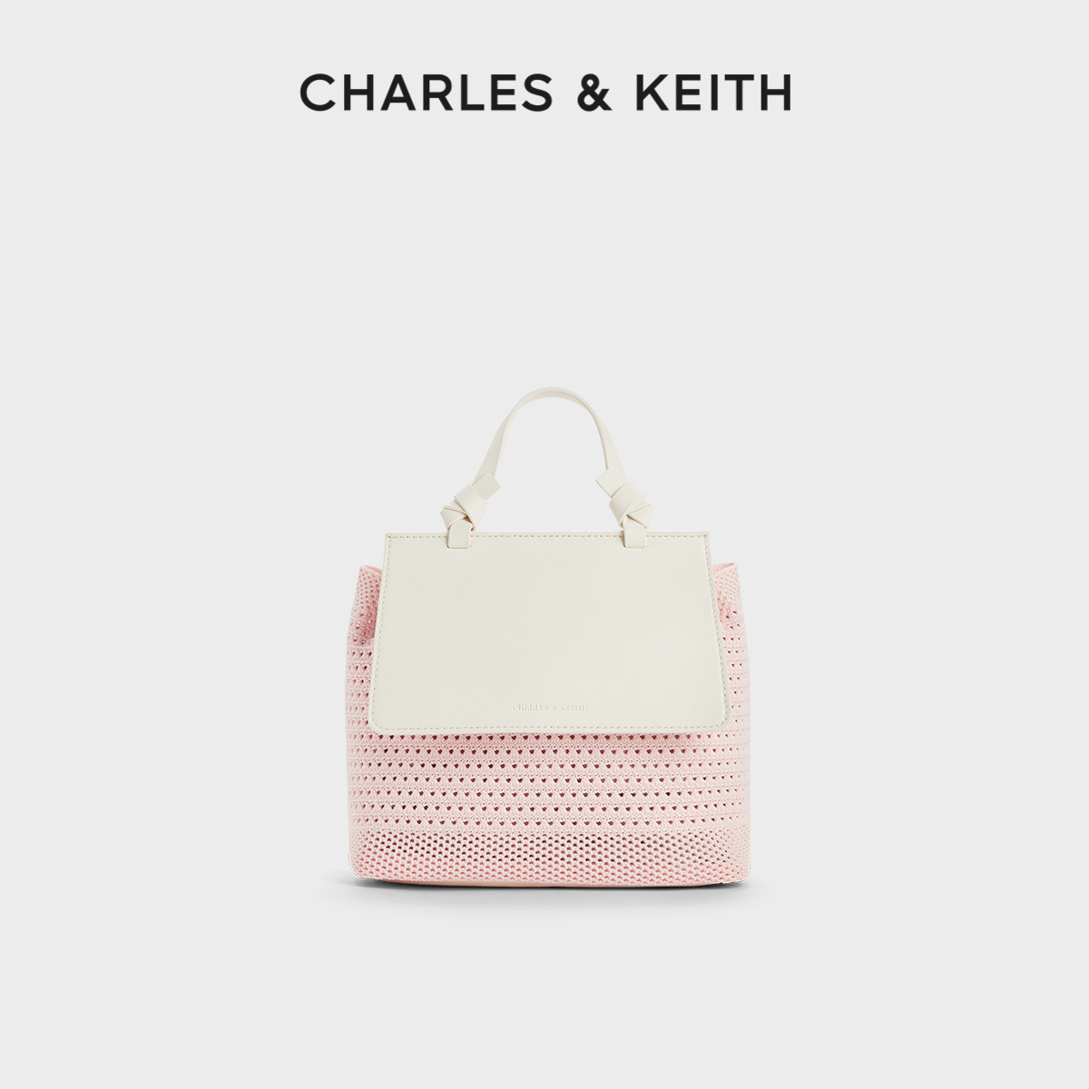 CHARLES&KEITH春季女包CK11-60782356时尚拼色编织双肩背包女