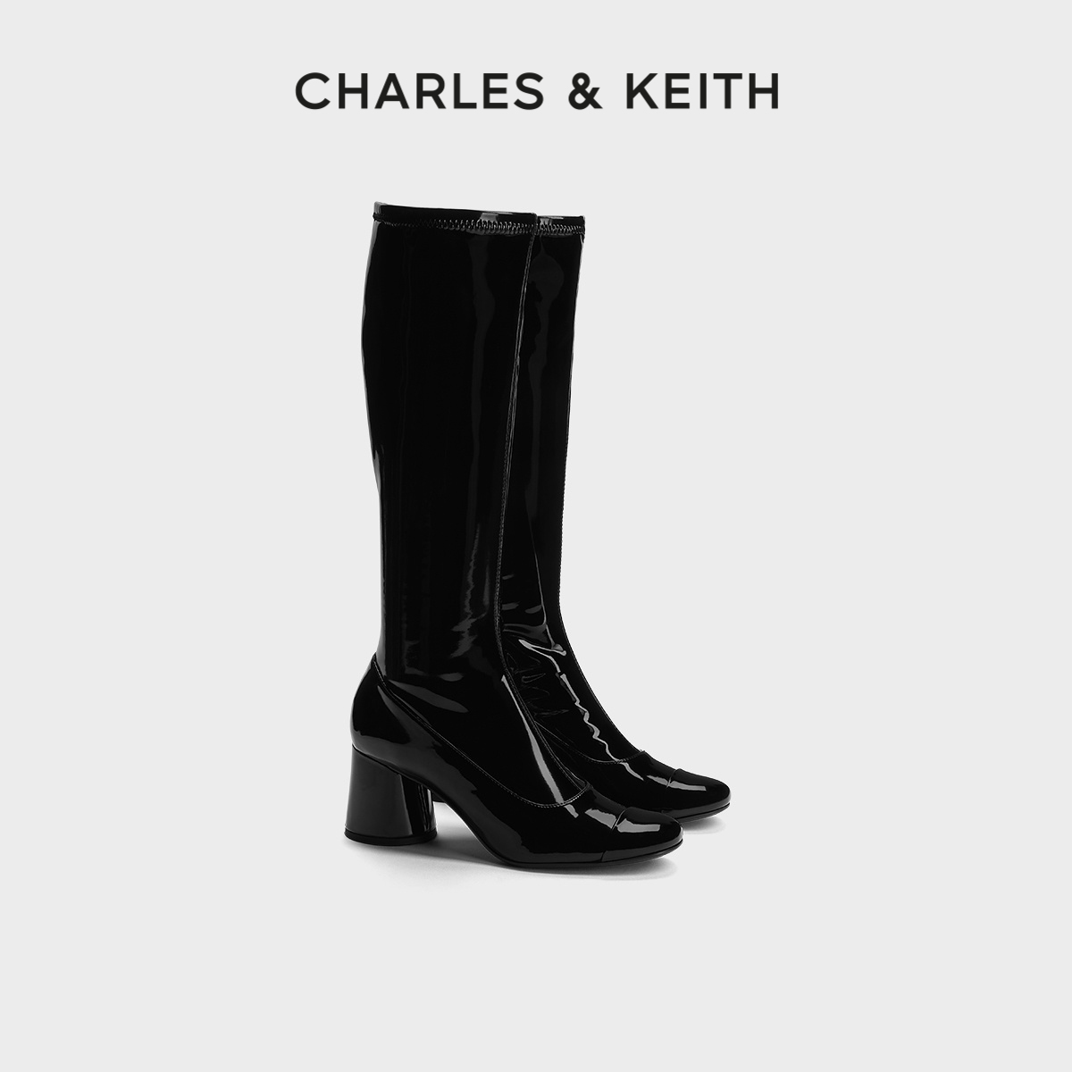 CHARLES&KEITH漆皮瘦瘦靴
