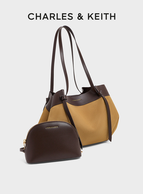 CHARLES&KEITH25秋新款CK2-30671662-1大容量简约复古子母托特包