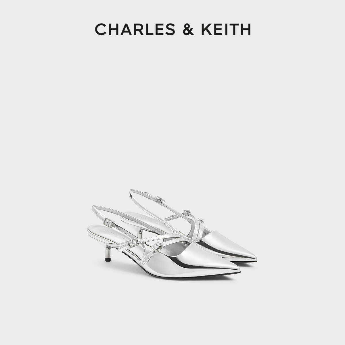 CHARLES＆KEITH春夏女鞋CK1-61720170时尚漆皮尖头猫跟凉鞋女鞋-封面