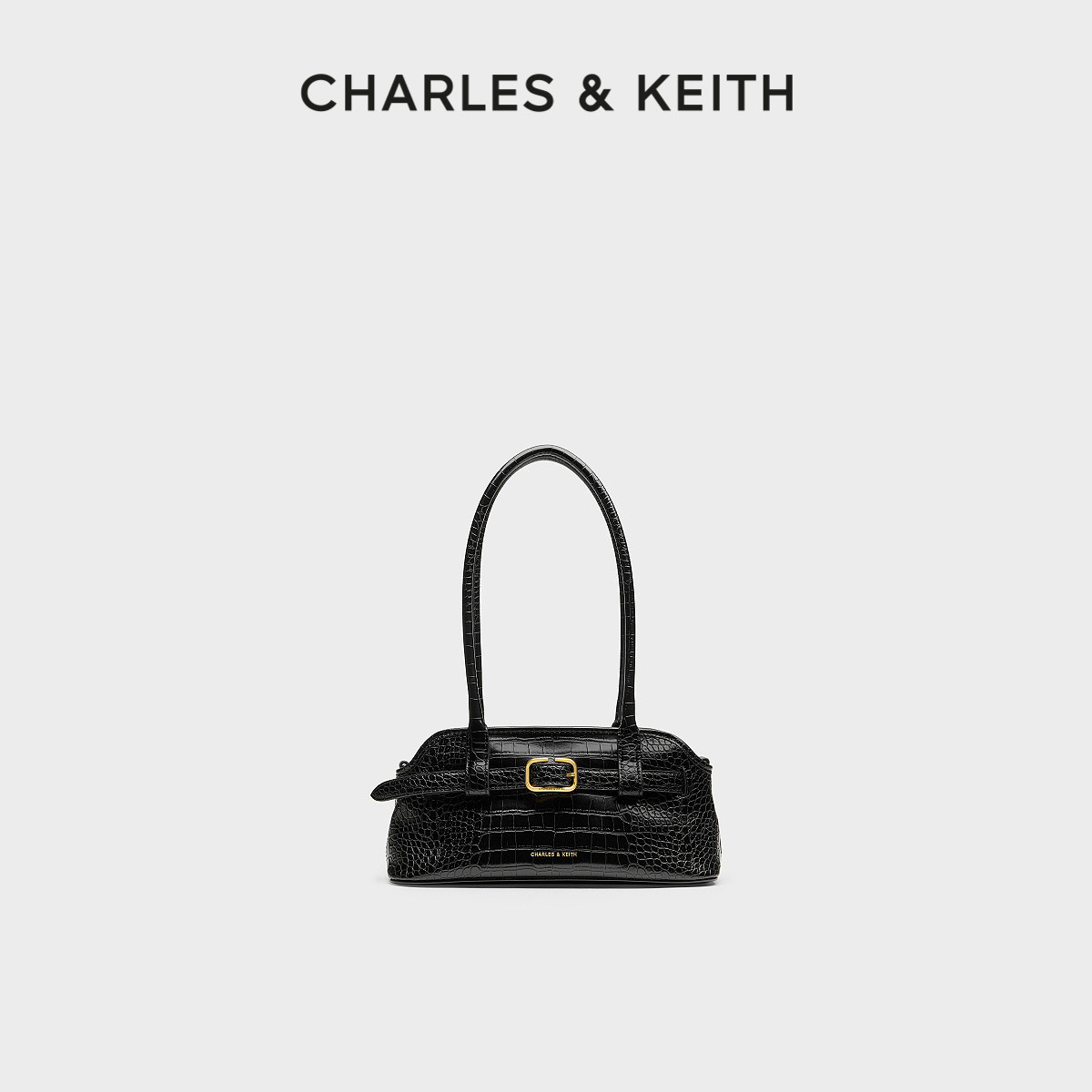 CHARLES&KEITH26秋新款CK2-20271613-2鳄鱼纹腰带长柄斜挎腋下包