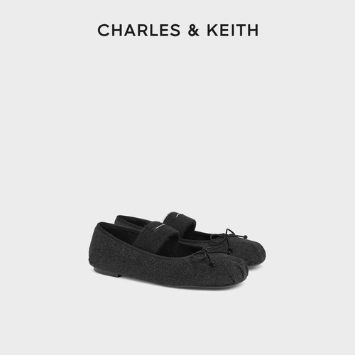 CHARLES&KEITH秋季女鞋CK1-70920211平底蝴蝶结玛丽珍鞋芭蕾舞鞋