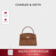 50270880 CHARLES&KEITH26春新款 CK2 4仿麂皮鳄鱼纹手提凯莉包女