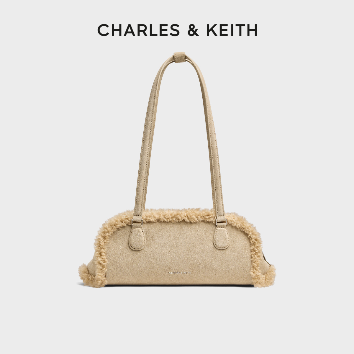 细腻绒面 拼接毛绒 法棍包