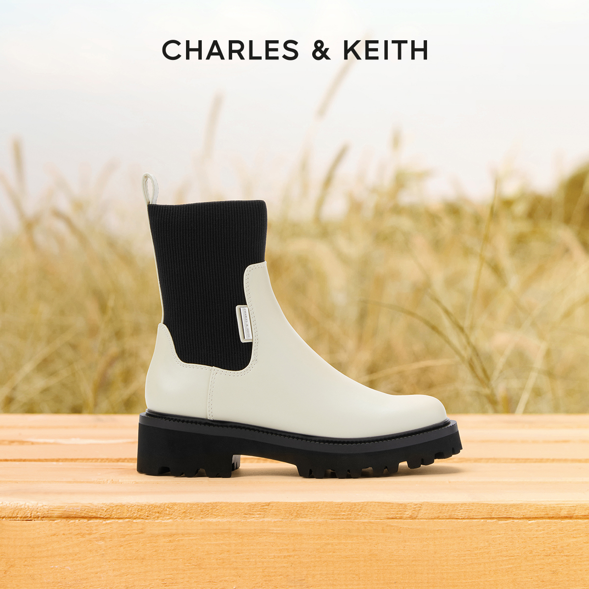 CHARLES&KEITH厚底方头切尔西靴