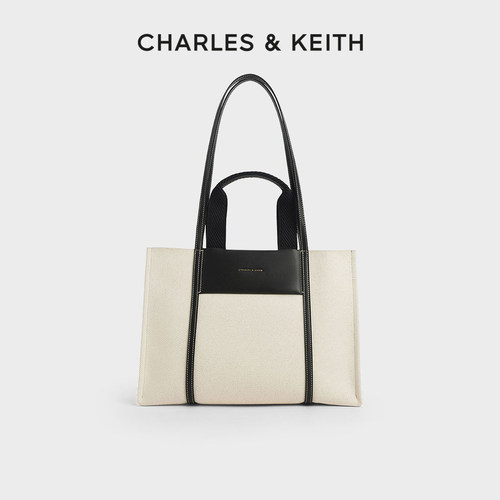 CHARLES&KEITH春季女包CK2-30781775-1拼色大容量手提单肩托特包