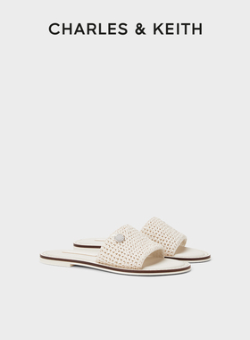 CHARLES&KEITH春季女鞋CK1-70580229编织一字外穿平底拖鞋女