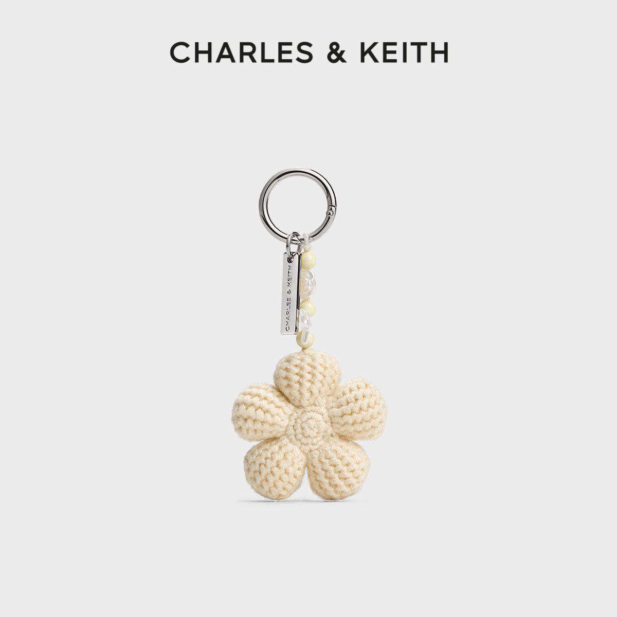 CHARLES&KEITH26夏新款CK8-10870085多巴胺针织花朵包挂件钥匙扣