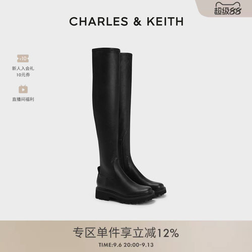 柔软加绒 过膝长靴 厚底设计