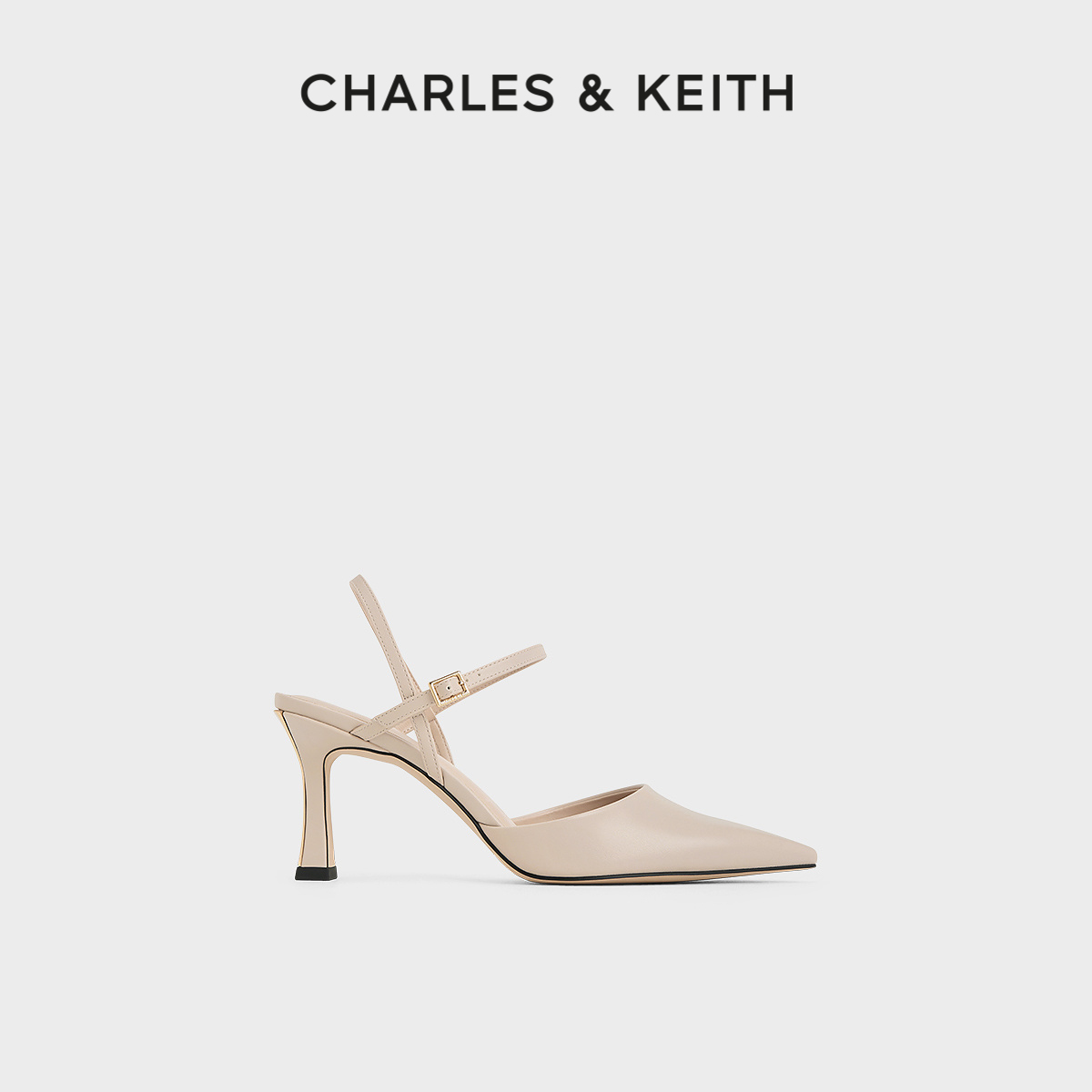 CHARLES&KEITH24春夏新款CK1-60361501法式复古尖头高跟凉鞋女 女鞋 时装凉鞋 原图主图