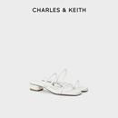 CK1 60361519方头细条带低跟一字拖鞋 新款 CHARLES&KEITH24夏季 女