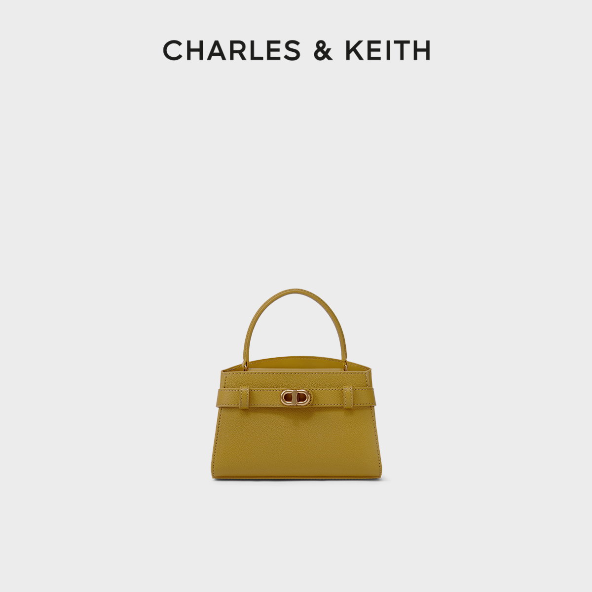 CHARLES＆KEITH夏女包CK2-50270880小号金属扣手提单肩凯莉包婚包