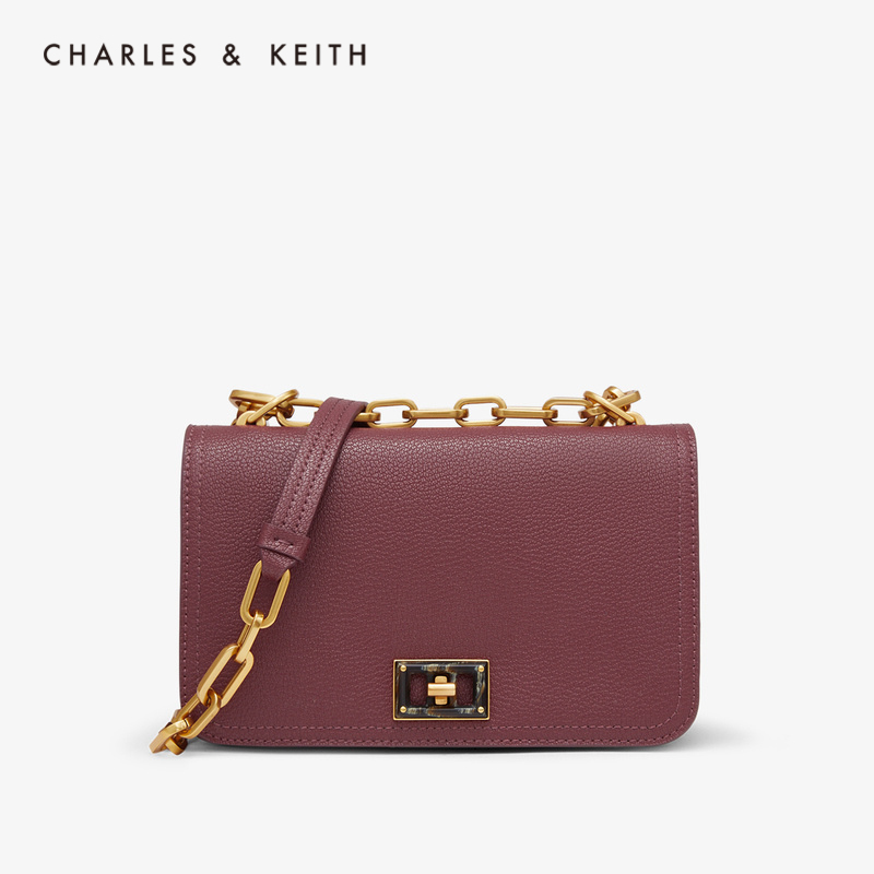CHARLES&KEITH女包CK2-80780996链条翻盖女士单肩小方包