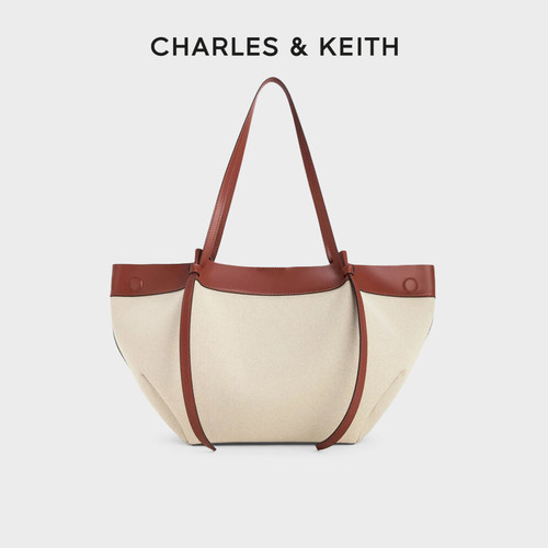 CHARLES&KEITH26秋新款CK2-30671782-2帆布大容量单肩子母托特包