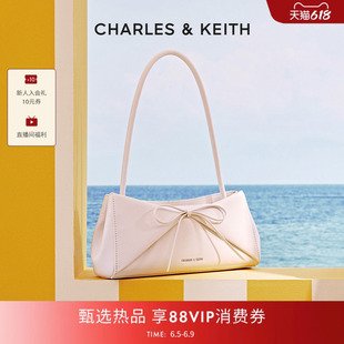 【毕业礼物】CHARLES&KEITH女包CK2-20782938蝴蝶结法棍折纸包