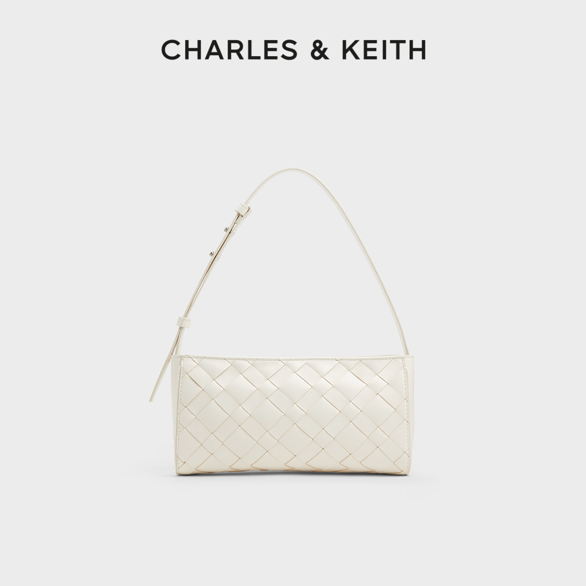 CHARLES&amp;KEITH秋冬女包CK2-20271571简约编织单肩小方包腋下包