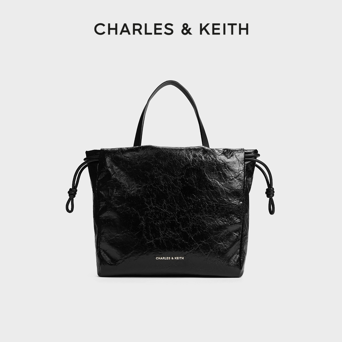 CHARLES&KEITH夏季女包CK2-30151421柔软抽绳手提单肩托特包女