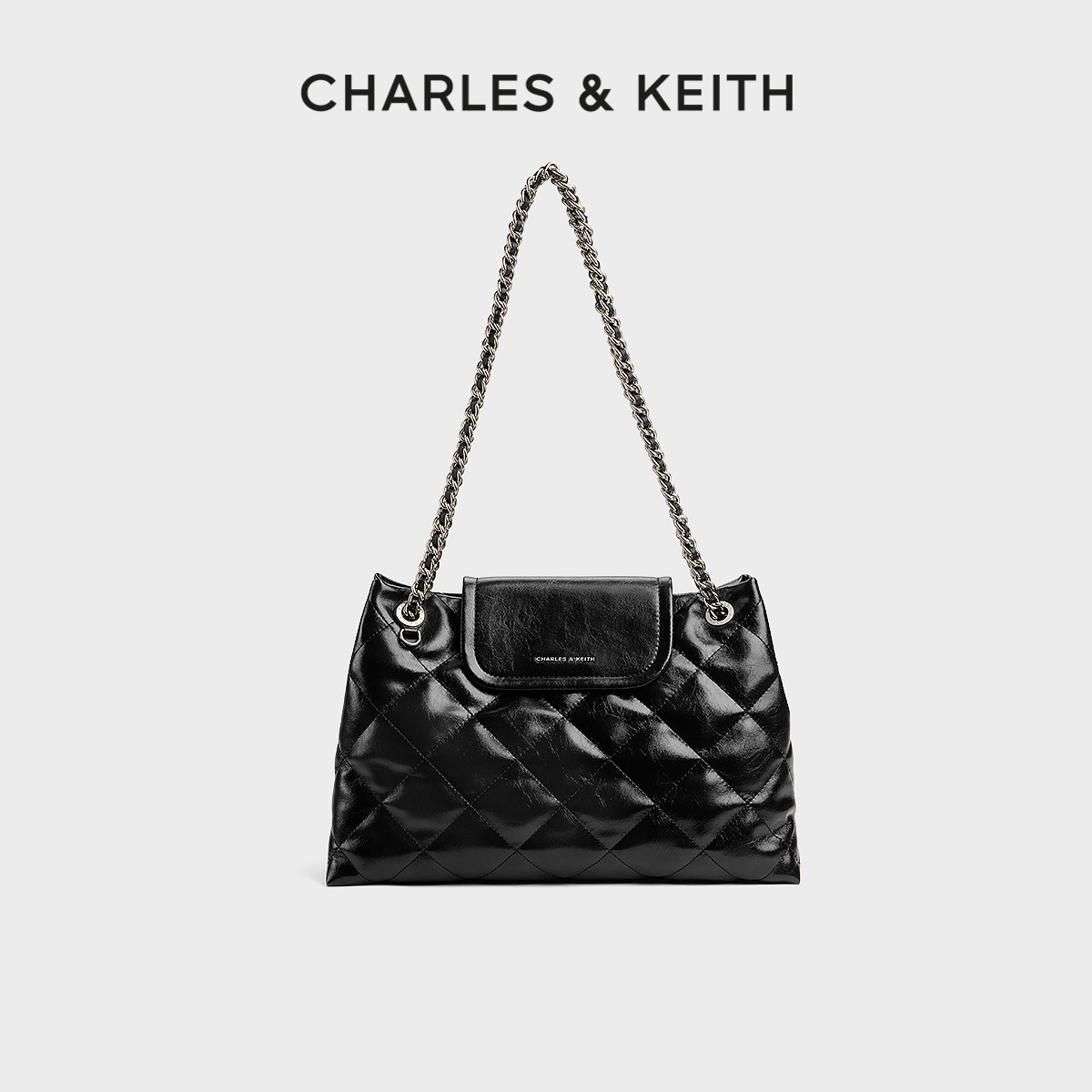 CHARLES＆KEITH大容量菱格腋下包图片