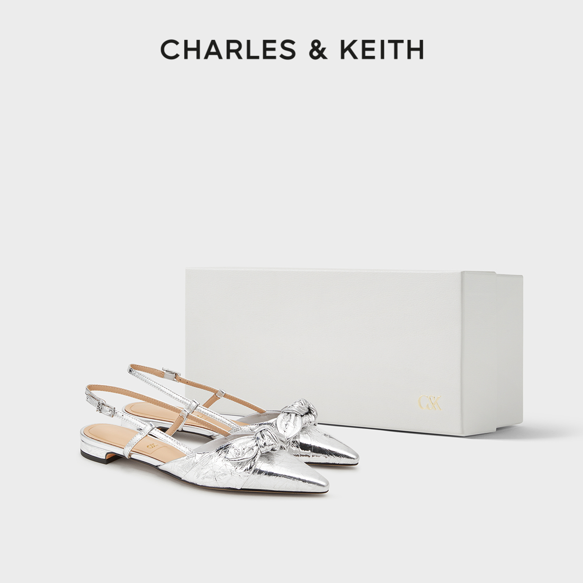 尖头蝴蝶结亮钻凉鞋CHARLESKEITH
