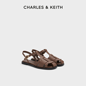 CHARLES&KEITH秋冬女鞋 女鞋 CK1 70920171平底休闲编织罗马凉鞋
