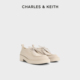 CHARLES&KEITH25秋新款 厚底单鞋 CK1 70920162复古绒面系带乐福鞋