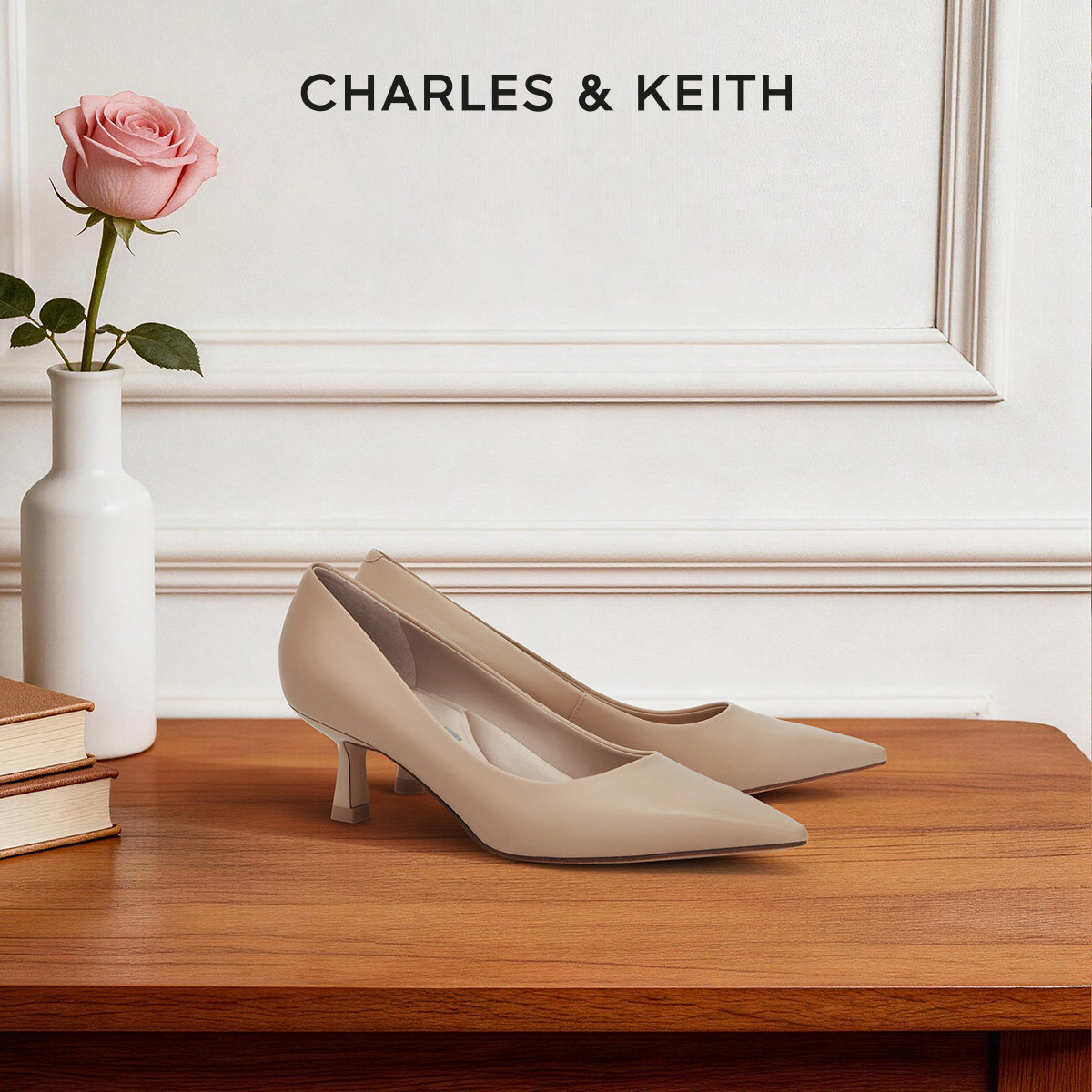 CHARLES＆KEITH春季女鞋CK1-60361352女士简约通勤尖头高跟单鞋女