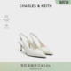 60580308通勤编织尖头包头高跟凉鞋 CK1 女鞋 CHARLES&KEITH春季