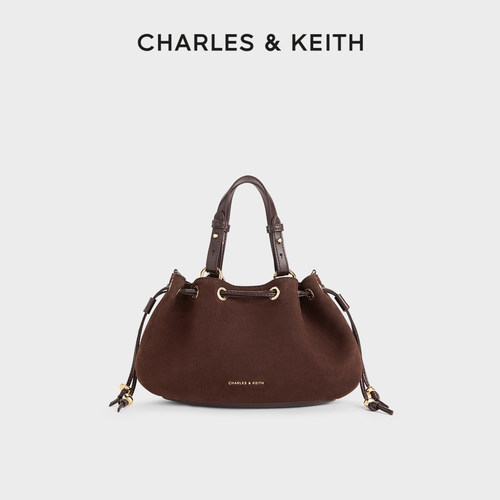 绒面抽绳水桶包CHARLES&KEITH