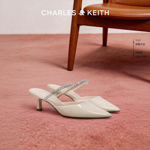 穆勒拖鞋女CHARLESKEITH亮钻尖头