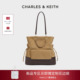 30782756 CHARLES&KEITH26春新款 CK2 1大容量绒面托特包双肩包