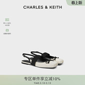 凉鞋 CHARLES&KEITH春季 70920149蝴蝶结平底方头芭蕾鞋 CK1 女 女鞋