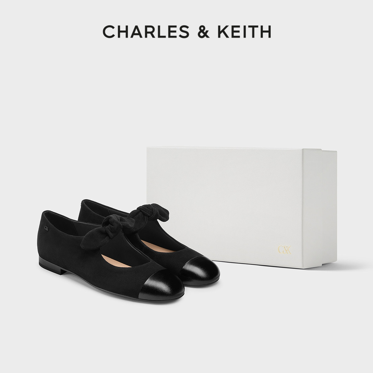 CHARLES&KEITH25冬新款SL1-71720134拼接平底蝴蝶结玛丽珍鞋单鞋,女鞋,玛丽珍鞋,淘宝优惠券,粉丝福利购,淘宝优惠卷