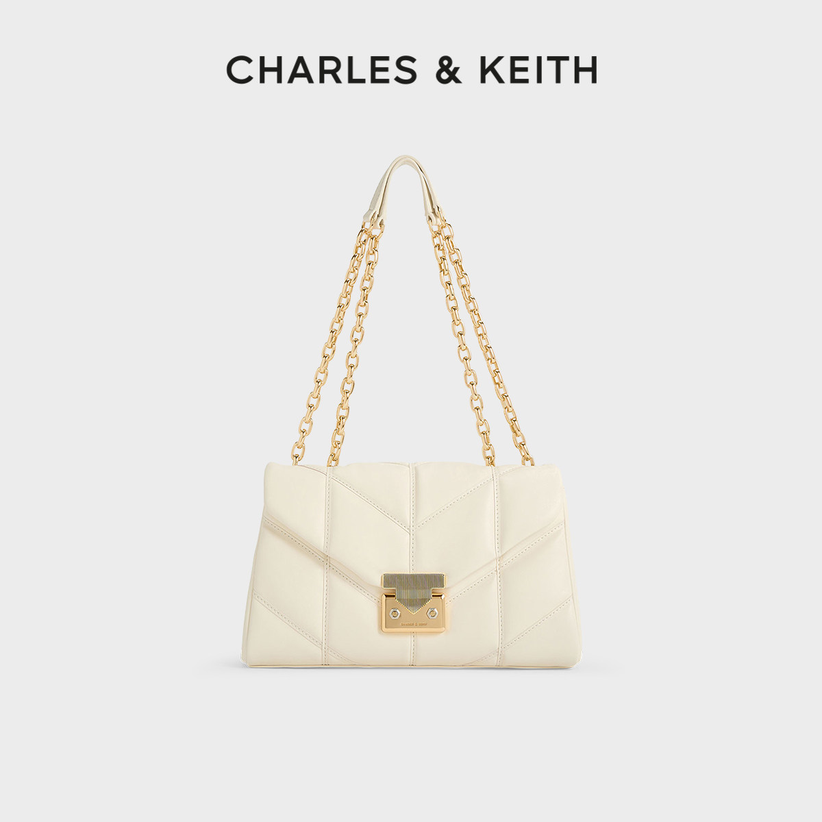 CHARLES&KEITH26春新款CK2-20782014金属扣菱格链条包单肩斜挎包