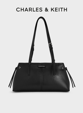 CHARLES&KEITH25秋季新款CK2-20782673复古油蜡皮绳结单肩腋下包