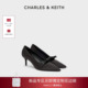 新年礼物 CHARLES&KEITH女鞋 CK1 61720252粗花呢缎面高跟鞋 单鞋