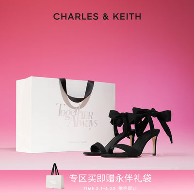 【520礼物】CHARLES&KEITH24春新款CK1-61720177缎面蝴蝶结高跟鞋