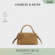 1仿麂皮编织手提凯莉包女包 30701620 CHARLES&KEITH春季 女包CK2