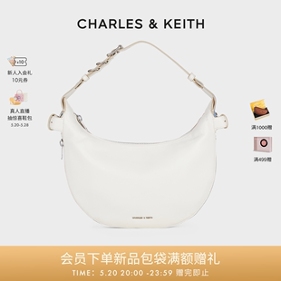 CHARLES&KEITH24春新款 CK2 40671621柔软多用拉链手提单肩新月包