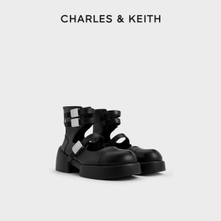 CHARLES&KEITH春季 90580194厚底金属扣镂空玛丽珍短靴女 女靴CK1