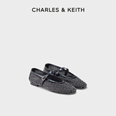 CHARLES&KEITH秋冬女鞋 凉鞋 CK1 70360158网面满钻平底玛丽珍单鞋